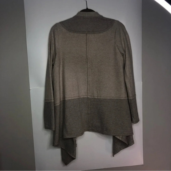Ivy Open Front Cardigan Sweater XS Oatmeal Tan Beige Patchwork Soft Waterfall - Picture 10 of 11